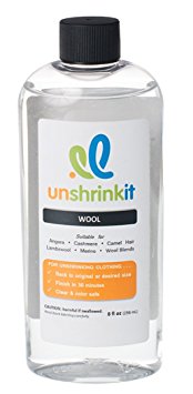 Unshrinkit 8 oz. - Helps Unshrink Wool Clothing (Cashmere, Merino, Alpaca, Lambswool, Wool Blends) OLDER VERSION