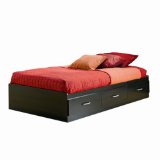 South Shore Furniture Cosmos Collection Twin Mates Bed Box Only Black Onyx and Charcoal