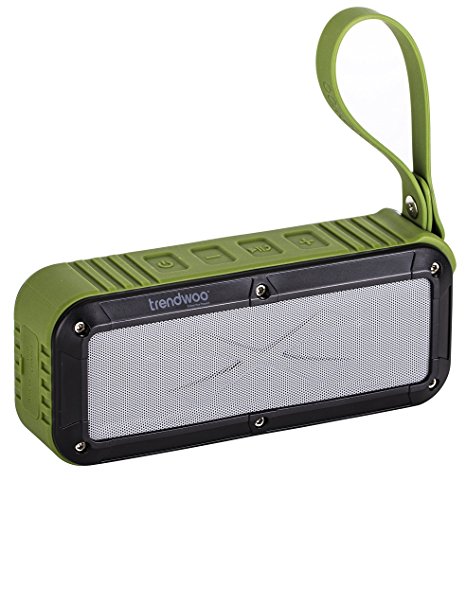 Trendwoo Portable Outdoor and Shower Bluetooth Speaker, Durable Wireless Waterproof Speakers Hands-Free with Built-In Microphone Dust and Shock Resistant (Army Green)