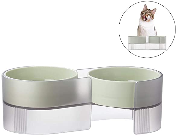 pidan Double Cat Bowls with Stand Pet Bowls for Cats Raised ABS Material S-Shape