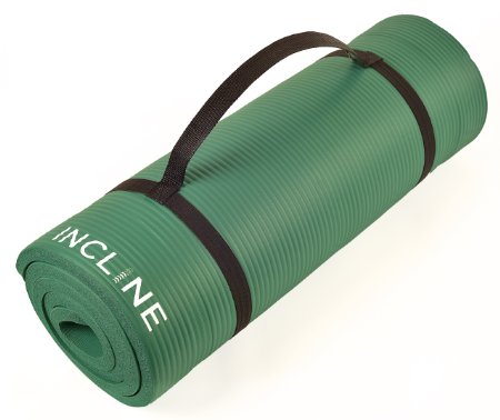 Incline Fit Extra Thick and Long Comfort Foam YogaExercise Mat with Carrying Strap