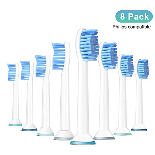Replacement Toothbrush Heads,8 Pack Brush Heads Compatible with Philips Sonicare DiamondClean,HealthyWhite,FlexCare,EasyClean,PowerUp,Essence  ,2 Series,3 Series