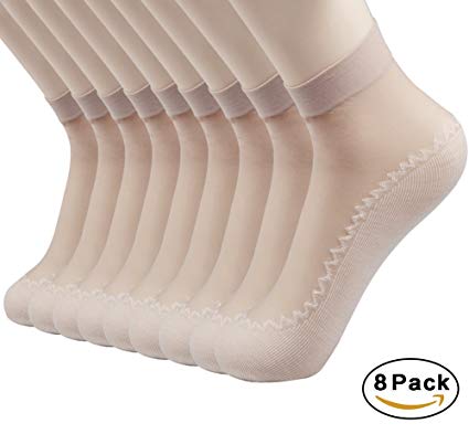 Nylon Socks for Women - 8 Pairs of Sheer Socks, Trouser Socks Women, Hosiery for Women, Great Ankle Socks Selection