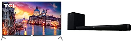 TCL 55" Class 6-Series 4K UHD QLED Dolby Vision HDR Roku Smart TV - 55R625 Bundle with TCL Alto 7  2.1 Channel Home Theater Sound Bar with Wireless Subwoofer - TS7010, 36", Black