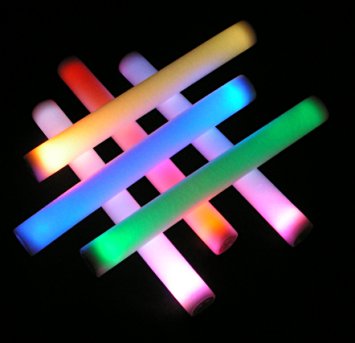 12 Pack - Genuine Whoa Stuff Deluxe Flashing LED Foam Light Stick Baton - 6 Mode Multicolor Supreme Color Changing