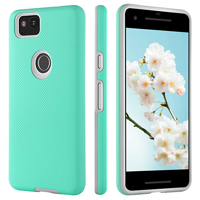 Google Pixel 2 Case, BENTOBEN 2 in 1 Slim Hybrid Hard PC Back Cover TPU Bumper Shockproof Heavy Duty Impact Resistant Protective Phone Cases for Google Pixel 2 (2017) Mint Green