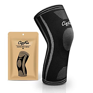 CigaFun Compression Knee Sleeve, Knee Brace Support –Joint Pain Relief & Injury Recover - for Arthritis, ACL, MCL, Running, Basketball, Fitness, Sports 1 Unit
