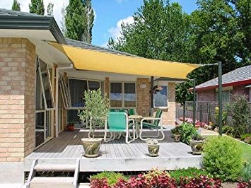 Petra's 18 Ft. X 18 Ft. Square Desert Sand Sun Sail Shade. Durable Woven Outdoor Patio Fabric w/ Up To 90% UV Protection. 18x18 Foot.