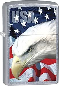 Zippo Custom Lighter: USA Bald Eagle and Flag - Street Chrome 78591