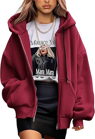 PRETTYGARDEN Women's 2024 Fall Oversized Hoodies Sweatshirt Long Sleeve Zip Up Pockets Loose Fit Y2K Winter Jackets Coat