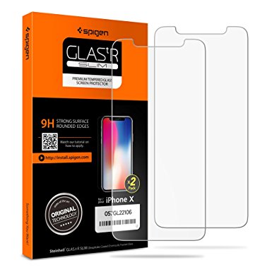 Spigen iPhone X Screen Protector Tempered Glass / 2 Pack / Case Friendly for Apple iPhone X / 10