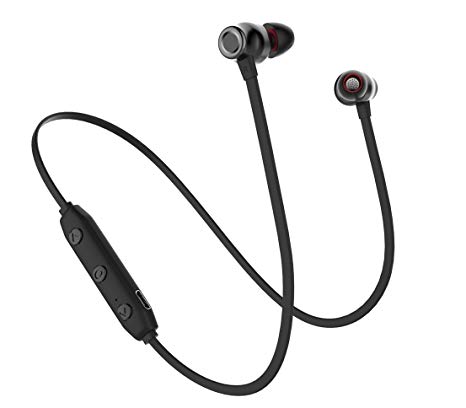 Bluetooth Headphones, Last Version Wireless Sport Neckband Earbuds, Sweatproof Sports In-Ear Earpieces with Microphone