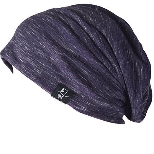 Mens Diagonal Thin Slouch Summer Beanie Cap Hat B073 (B079-Purple)