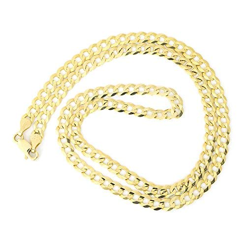 Men's Solid 14k Yellow Gold Comfort Cuban Curb Chain Necklace