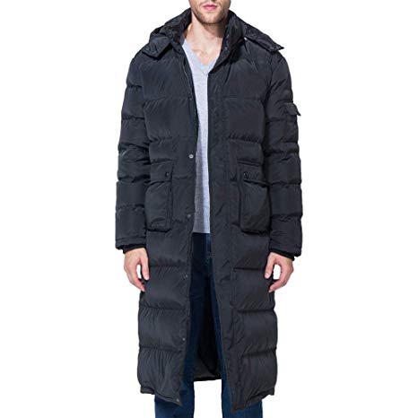 Tapasimme Men's Packaged Down Puffer Jacket with Hooded Compressible Long Coat