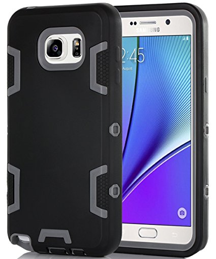 Galaxy Note 5 Case,Samsung Note 5 Case,BENTOBEN 3 In 1 Shockproof Rugged Soft Silicone High Impact Resistance Protective Case For Samsung Galaxy Note 5 N920A/N920V/N920T/N920P/N920R Black Grey