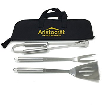 Aristocrat Homewares Heavy Duty Stainless Steel Grilling Tool Set 3 Piece