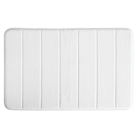 InterDesign Soft Memory Foam Non-Slip Bath Mat for Bathroom, Tub Or Vanity, 34" Inches x 21" Inches, White