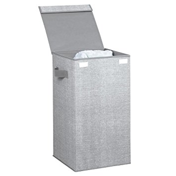 InterDesign Aldo Folding Laundry Clothes Hamper with Handles and Lid - Gray