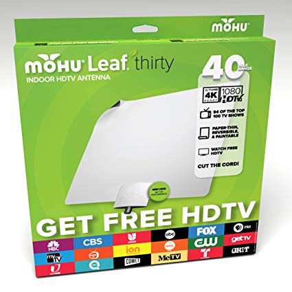Mohu Leaf 30 TV Antenna Indoor 30 Mile Range Original Paper-thin Reversible Paintable 4K-Ready HDTV 10 Foot Detachable Cable Premium Materials for Performance USA Made MH-110598