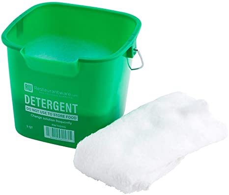 RW Clean 3 Quart Cleaning Bucket, 1 Detergent Square Bucket - With Measurements, Built-In Spout And Handle, Green Plastic Utility Bucket, For Home Or Commercial Use - Restaurantware