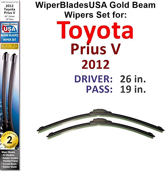 Beam Blade Wiper Blades Replacement Set for 2012 Toyota Prius V - WiperBladesUSA Gold Beam Wiper Blades Wipers Set