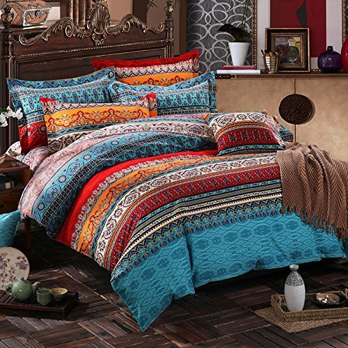 Ustide Home Textile, 3-piece Fashion Boho Duvet Cover Sets, Modern Bohemian Bedding Set 100% Cotton Brand Bedding Set Superking Size