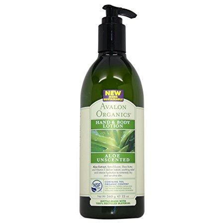 Avalon Organics Hand & Body Lotion, Aloe Unscented, 12 Ounce