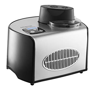 Gourmia Automatic Ice Cream Maker Stainless Steel 1.6 Qt - Built-In Compressor - UK Plug