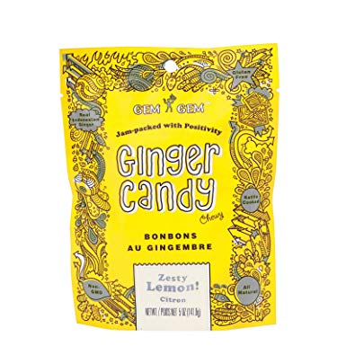 Gem Gem Ginger Candy Chewy Ginger Chews (Lemon, 5.0oz, Pack of 1)