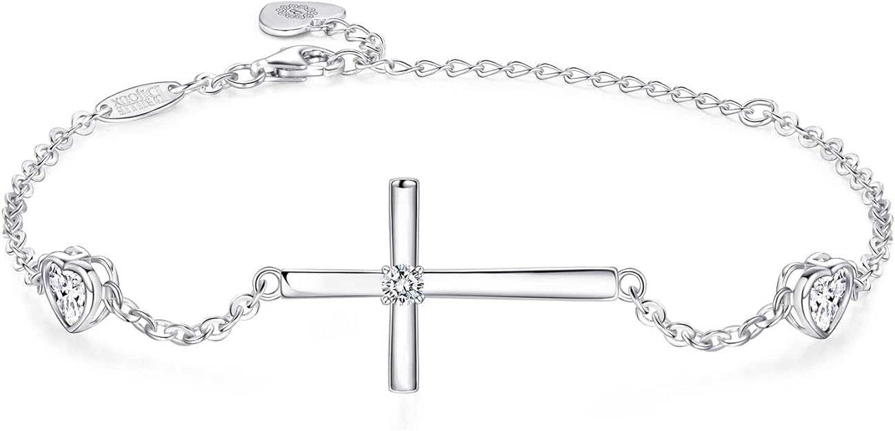 Billie Bijoux Bracelet for Women, 925 sterling silver cross bracelet for women, Adult Baptism Gifts, Christian Gifts for Women Faith Bracelet Women, Confirmation Gifts at Valentines Mother’s Day Graduation Birthday Anniversary for Mom Women Wife Girlfriend