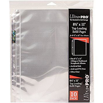 Ultra PRO Three Hole 11x8.5-Inch Refill Photo Pages, 10 Pack