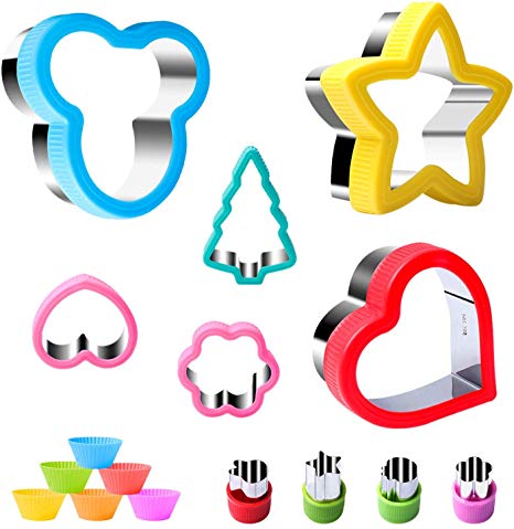 Stainless Steel Sandwiches Cutter, Anmyox Cookie Cutters Set Mickey Mouse & Heart & Star Shape for Holiday, Christmas, Thanksgiving Baking (Large Medium Small / 16Pack)