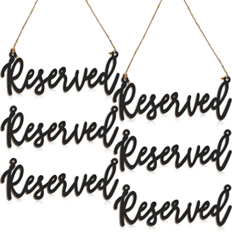 6 Pieces Reserved Sign for Wedding Hanging Wooden Reserved Sign Unfinished Wedding Reserved Seating Sign with Hanging Rope Laser Cut Sign for Important Events Church Pews Chair and Restaurant