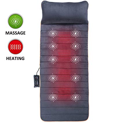 SNAILAX Massage Mat with 10 Vibrating Motors and 4 Therapy Heating pad Full Body Massager Cushion for Relieving Back Lumbar Leg Pain SL-363