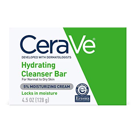 CeraVe Hydrating Cleansing Bar 4.5 oz Non-Soap Alternative for Daily Body and Facial Washing, Dry to Normal Skin