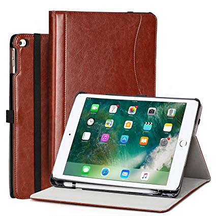 AVAWO Case for New iPad 9.7" 2017/2018, Lightweight Smart Case Folio Stand with Auto Sleep/Wake Function, Hard Back Cover Compatible for The Apple iPad 9.7 iPad 5th / 6th Generation, Brown