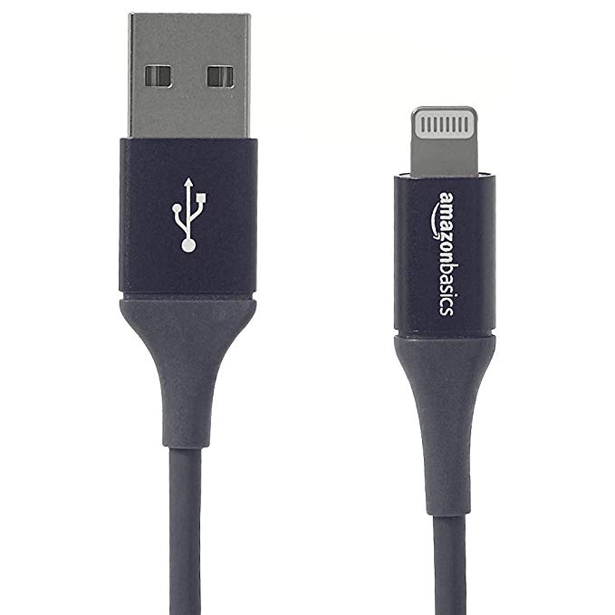 AmazonBasics USB A Cable with Lightning Connector, Premium Collection - 4-Inch, Gray