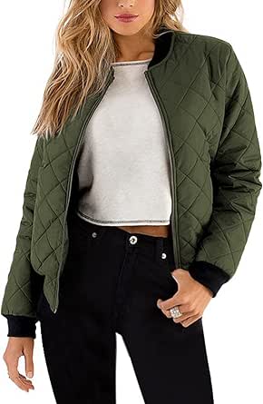 Zeagoo Women's Bomber Jacket Casual Coat Zip Up Outerwear Windbreaker with Pockets S-XXL