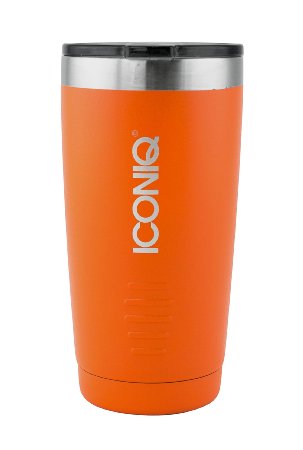 ICONIQ Stainless Steel Vacuum Insulated Tumbler with Retractable Lid (20 Ounce, Orange)