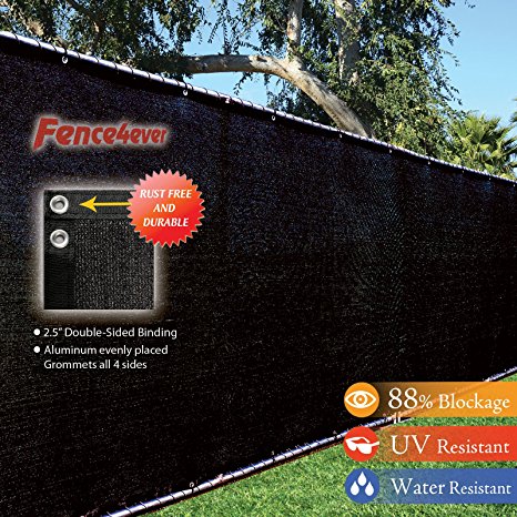 Fence4ever 5' x 50' 3rd Gen Black Fence Privacy Screen Windscreen Shade Fabric Mesh Tarp (Aluminum Grommets)