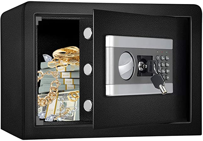 Fireproof and Waterproof Safe Cabinet Security Box, Digital Combination Lock Safe with Keypad LED Indicator, for Cash Money Jewelry Guns Cabinet (Black) (0.8cub)