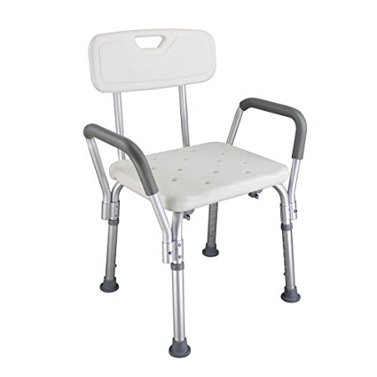 Mefeir Medical Shower Bath Chair No-Slip Seat,6 Adjustable Height Bathtub Stool Benches (with Back & Arms)