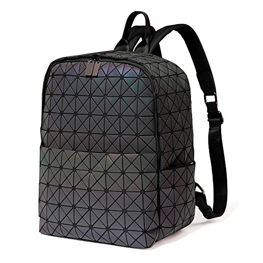 DIOMO Geometric Women Backpack Holographic Diamond Laptop School Bag