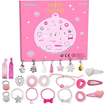 Advent Calendar 2020 kids , Jewelry December 2020 Countdown for Christmas for Girls Women with Fashion Hair Binder Earring Bracelets