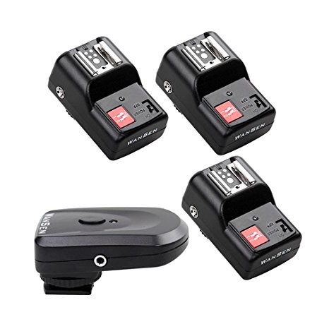 pangshi PT-04 4 Channel Wireless Radio Flash Trigger SET 1 Transmitter   3 Receivers   1 Sync Wire Cable for Canon Nikon Pentax Olympus