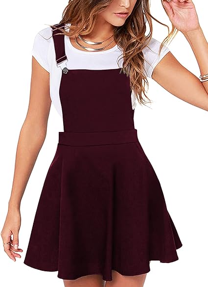 YOINS Overall Pinafore Dresses for Women Button Design Pleated Mini Cute Suspender Skirts