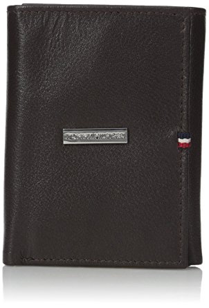 Tommy Hilfiger Men's Leather Trifold Billfold Wallet With Metal Logo