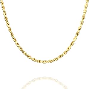 PAVOI Italian Solid 925 Sterling Silver, 22K Gold Plated Chain Necklaces | Snake, Square Box, Cable, Super Flex Curb, Miami Cuban and Rope Diamond-Cut Herringbone Necklace for Women and Men | MADE IN ITALY