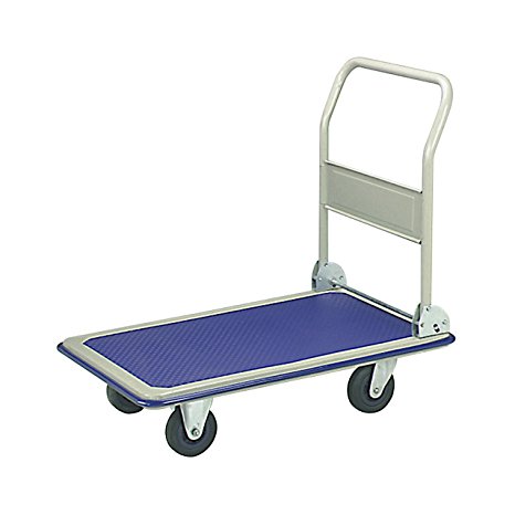 ALEKO PH330BL Heavy Duty Push Hand Truck Folding Platform Cart 4 Wheel Dolly, Blue